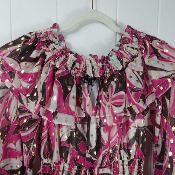 Beulah Style Womens Ruffled Smocked Tunic Large - Picture 3 of 14